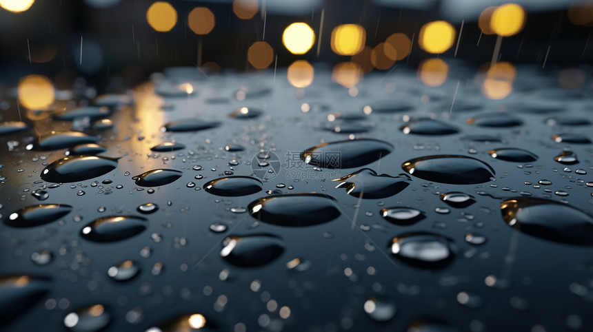 滴在地面上的雨滴图片