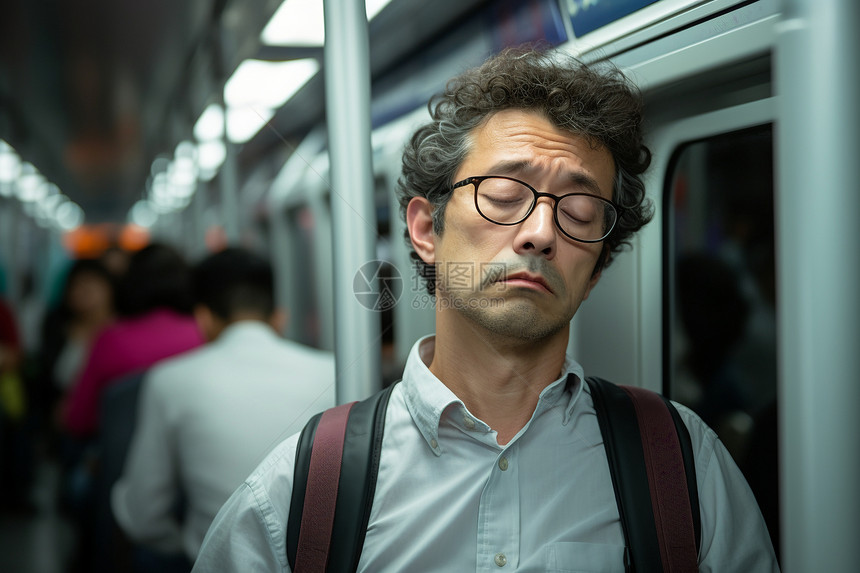 男子地乘地铁睡觉图片