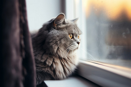 窗台的猫咪背景图片