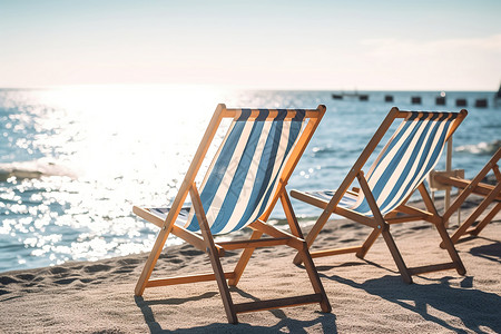 度假海滩上的沙滩椅背景图片