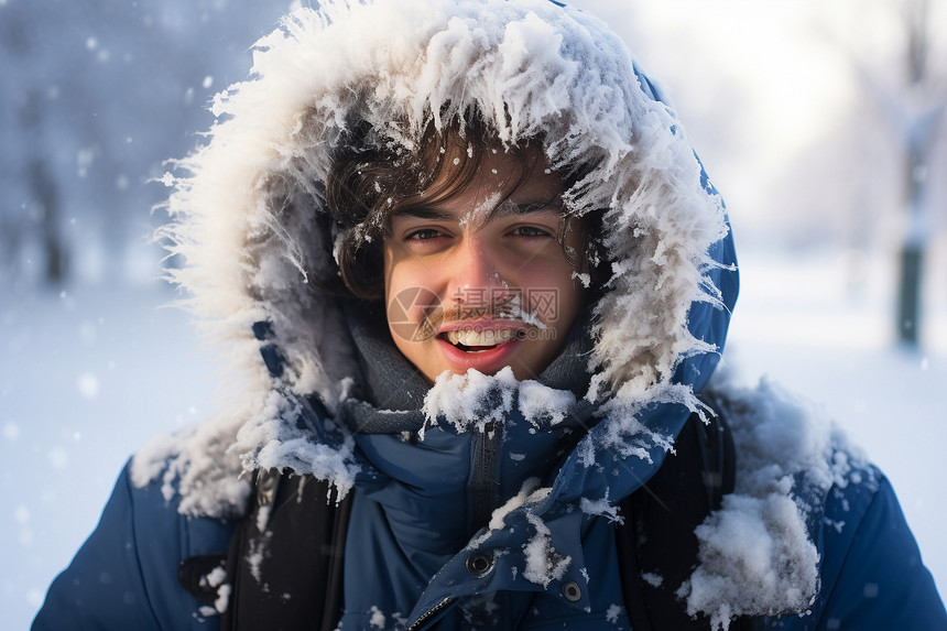 雪地中的男人图片