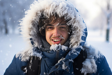 雪地中的男人背景图片