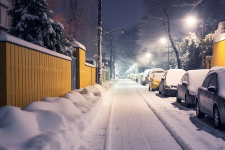 寒冷雪天城市街道景观背景图片