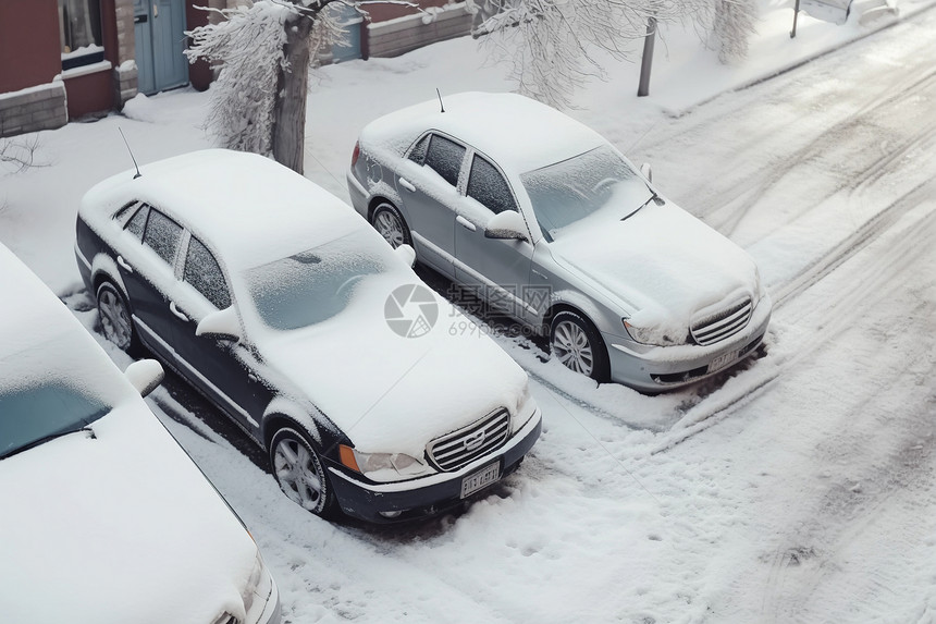 冬日白雪覆盖的停车场图片