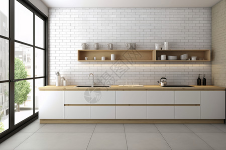 现代简约的家居厨房装修场景背景图片