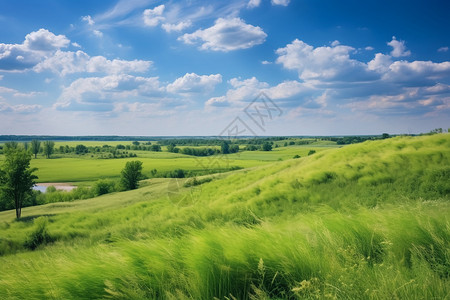 美丽自然的青青草地景观背景图片