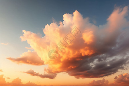 黄昏时天空中的火烧云景观背景图片