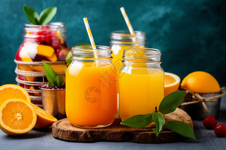 橙汁饮料素材果香四溢的橙汁背景