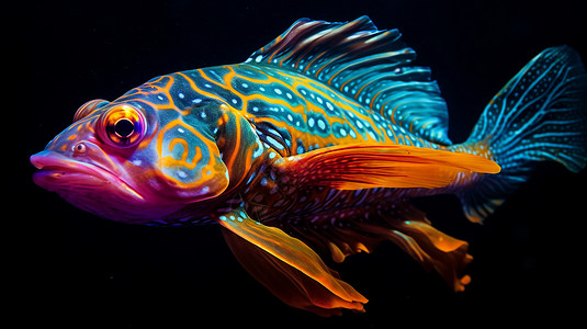 鱼花纹海底世界中花纹艳丽的鱼背景