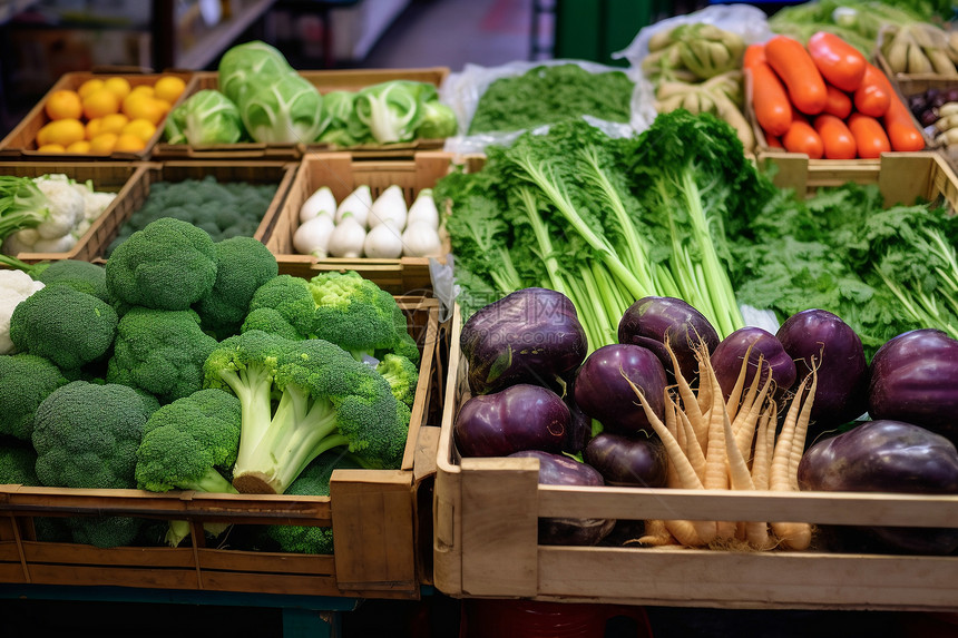 市场中的蔬菜摊位图片
