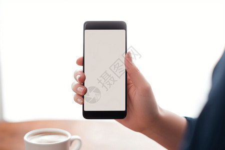 手中的手机手中空白的智能手机屏幕背景