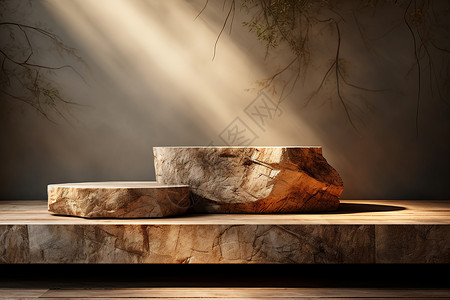 大理石质感石纹质感的自然讲台背景