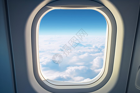 客机窗户空中的风景背景