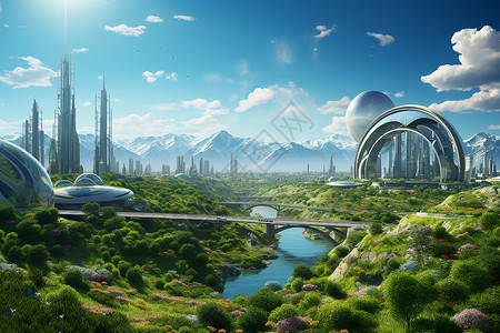 绿色的未来城市背景图片