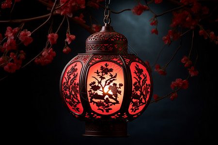 亮光的传统灯笼背景图片