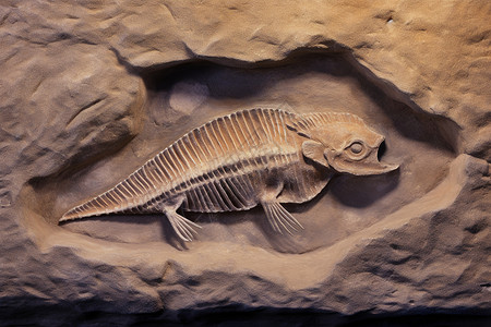 远古鱼骨化石标本背景