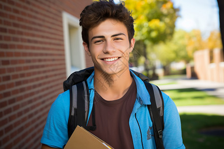 校园里的男学生背景图片