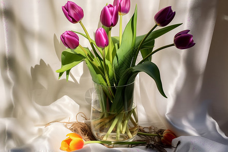 花瓶的花透明布料素材高清图片