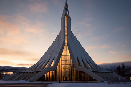 冬日光辉的阿尔塔大教堂高清图片