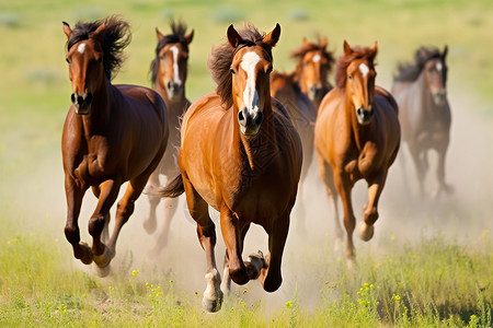 狂奔的马群背景图片