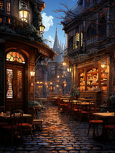 冬日咖啡馆的温馨画面背景图片