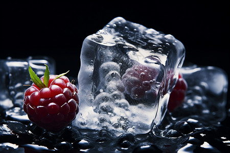 冰凉解渴的水果冰块背景图片