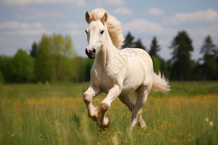 白色鬓毛的帅气马匹高清图片