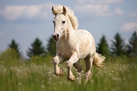 驰骋万里的白色马匹高清图片
