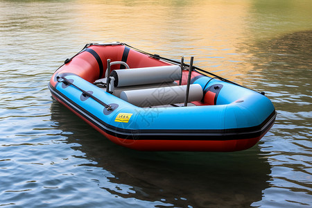 湖畔漂浮的橡皮艇背景图片