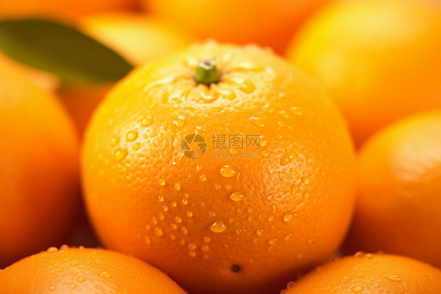 水滴落在橙子上图片