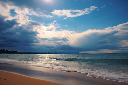 夏日里的海滩风光背景图片