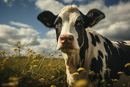 草地上的奶牛背景图片