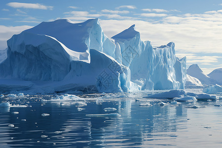 融化的地球在海洋上漂浮的冰山背景