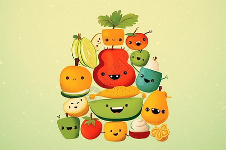 多样的水果拼盘绘画背景图片