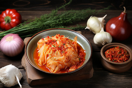 酸辣爽口的传统韩式泡菜背景图片