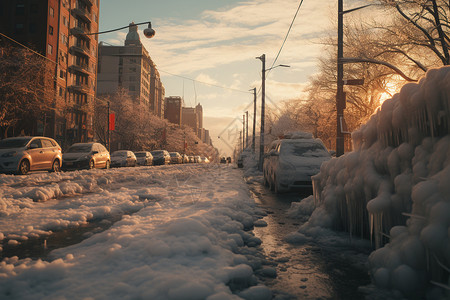 阳光下的冰雪之城背景图片