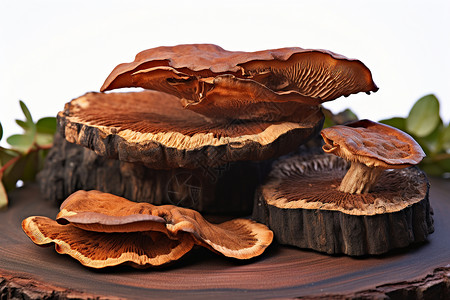 一堆干的菌菇背景图片
