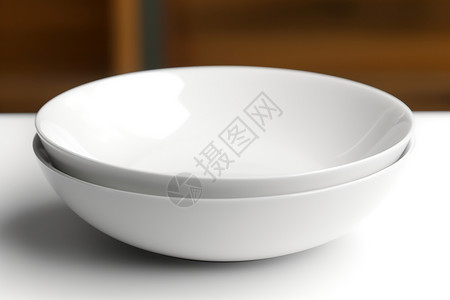 桌面上简约的白色陶瓷碗背景图片