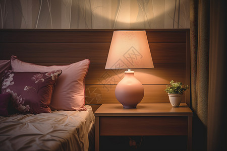 卧室古典的粉色台灯背景图片