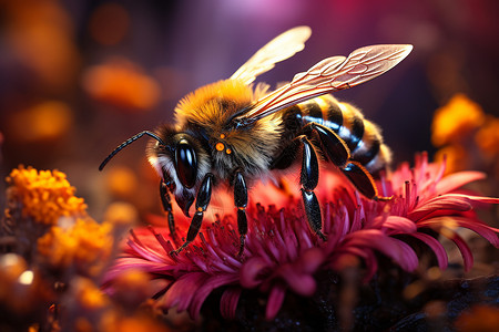 大自然的昆虫采蜜背景图片