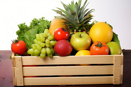 篮蔬菜丰收的新鲜蔬菜水果背景