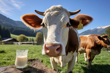 牧场里的牛背景图片