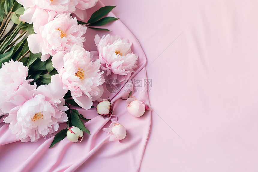 绽放的粉色牡丹花花束图片