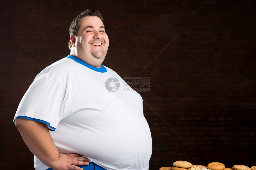 大肚腩的乐观男子图片