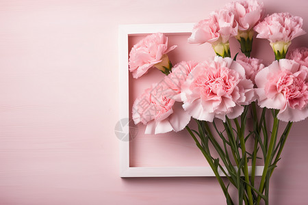 浪漫的粉色康乃馨花束背景图片