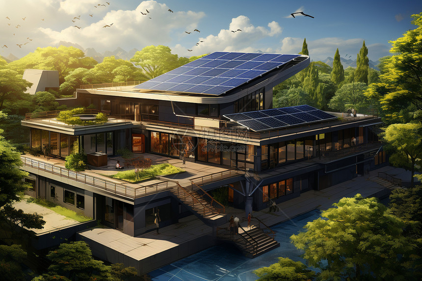 太阳能源的屋顶图片