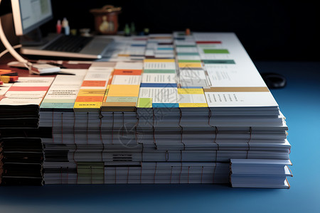 图片版权桌上的一堆资料书背景