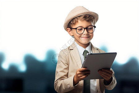 年少带眼镜的外国男孩背景图片