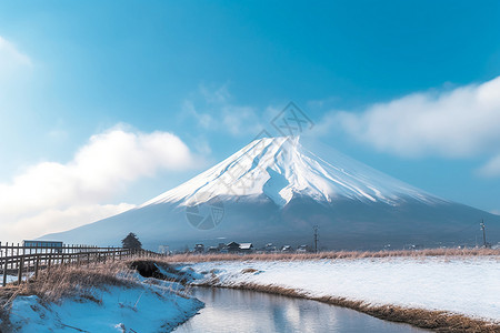 著名的富士山景观背景图片