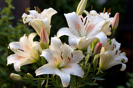 花束美丽美丽的百合花背景